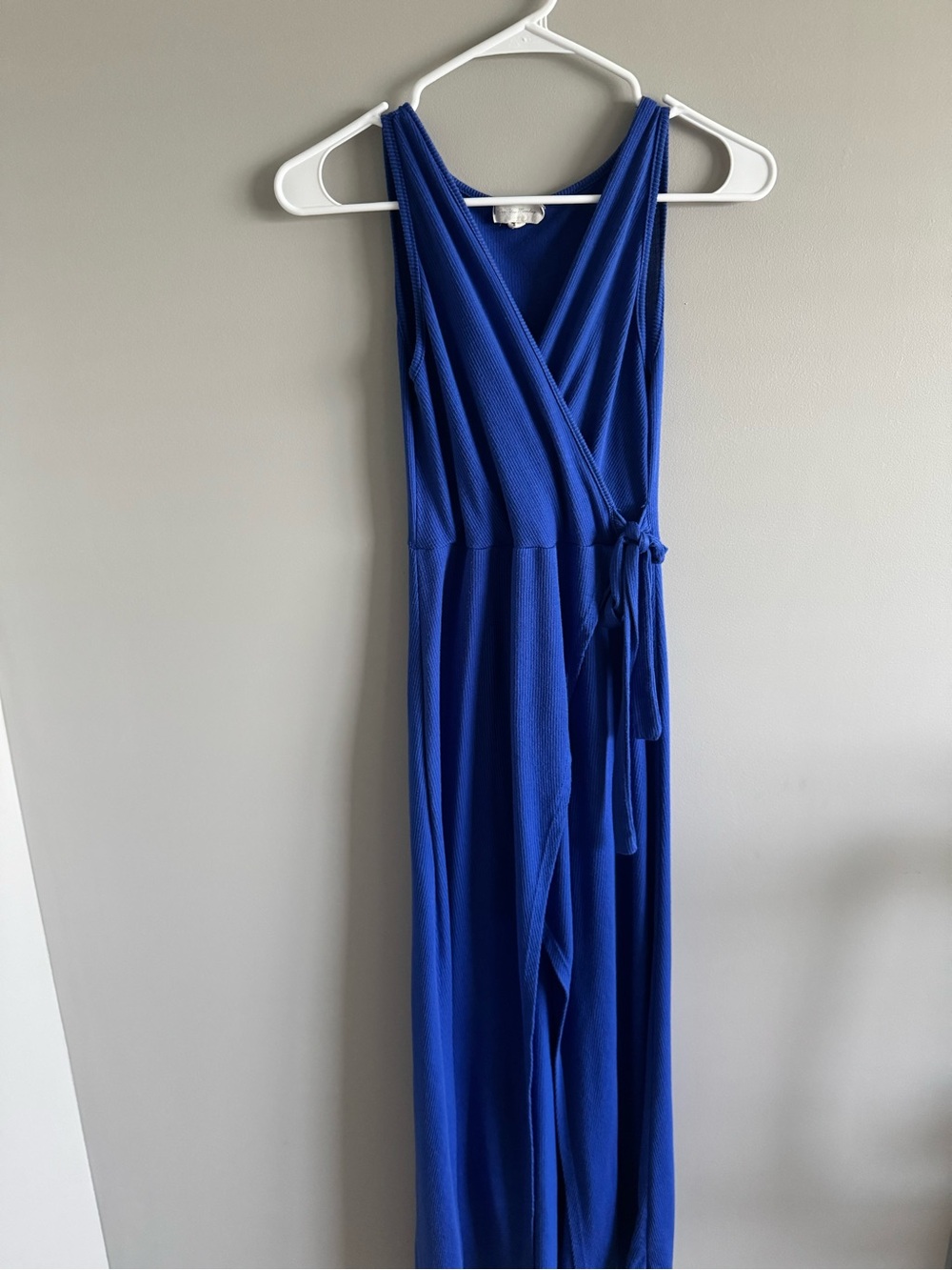 See You Monday Sleeveless Royal Blue Wrap Maxi Dress